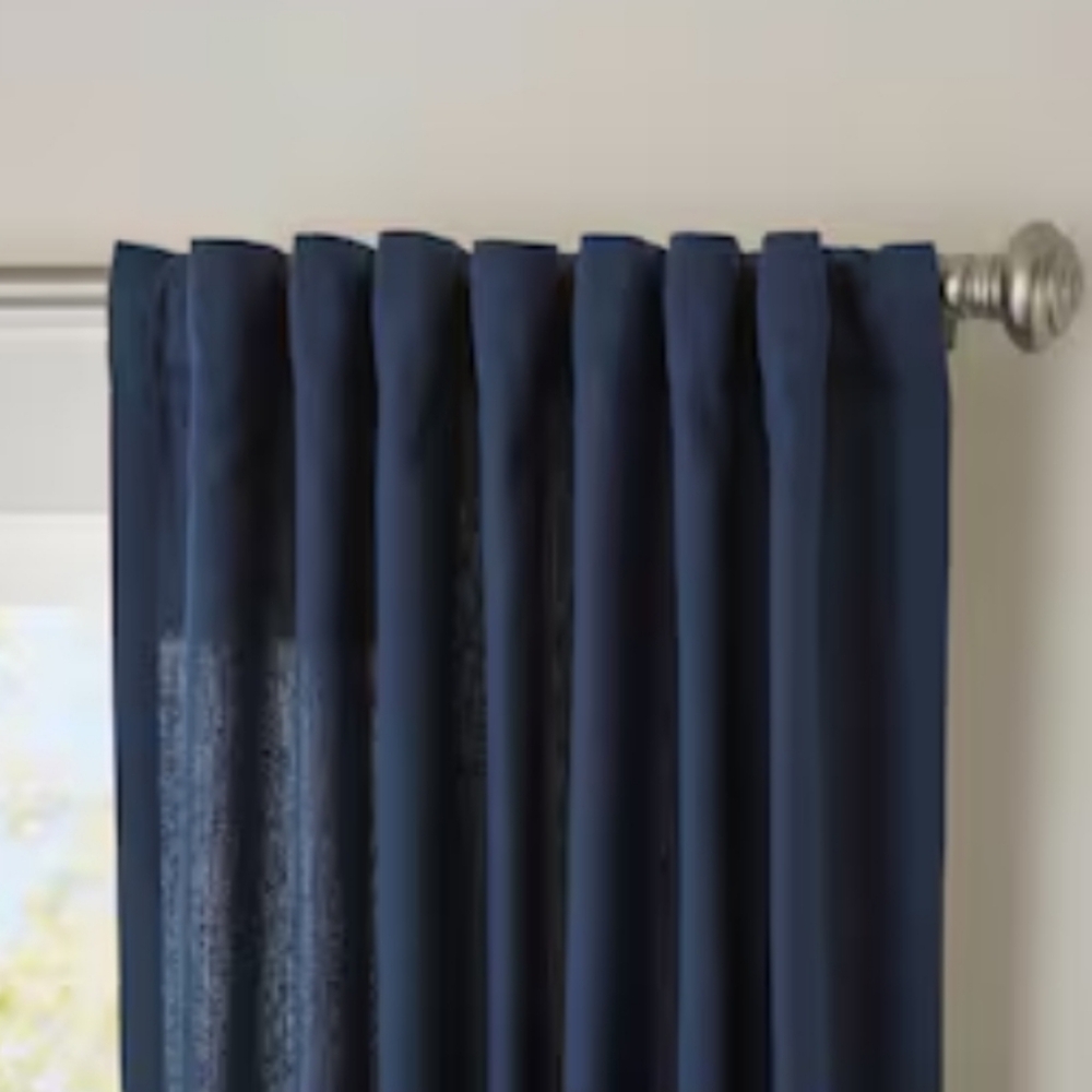 Allen + Roth Terrell Light Filtering Curtain Panel 96" - navy - Picture 2 of 10